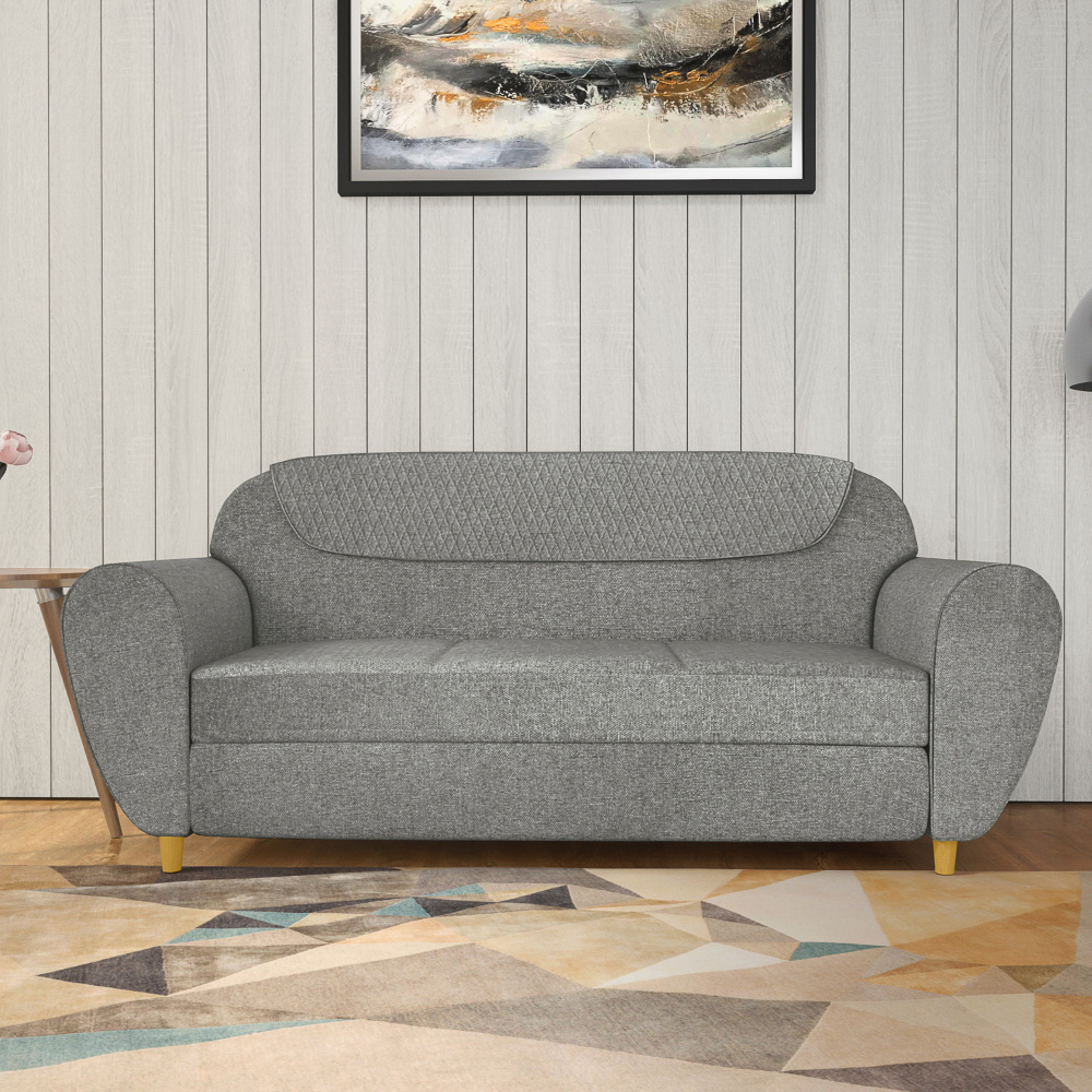 Godrej Interio Petal Cool Grey 3 Seater Sofa