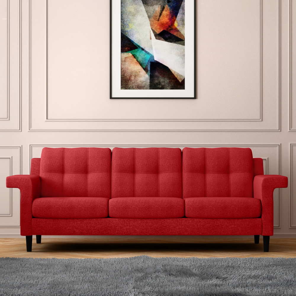 Godrej Interio Flight Red 3 Seater Sofa