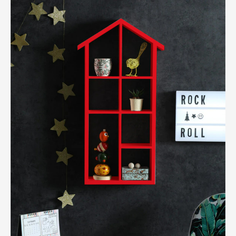 Lycka St. Germain Red Wall Mounted Bookshelf