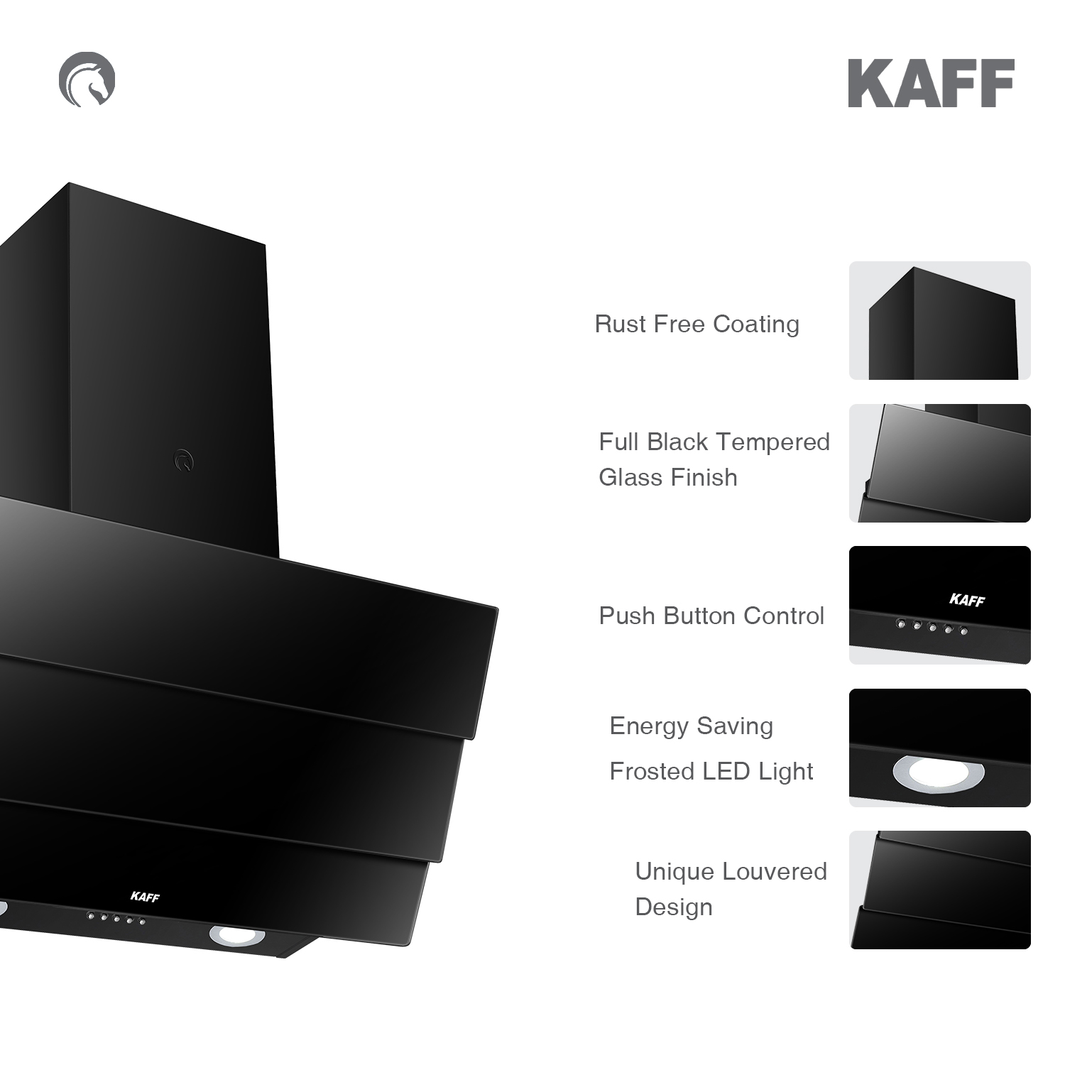 Kaff Jiff 60 Cm 1000 Nm3/hr Touch Control with LED display Control Chimney